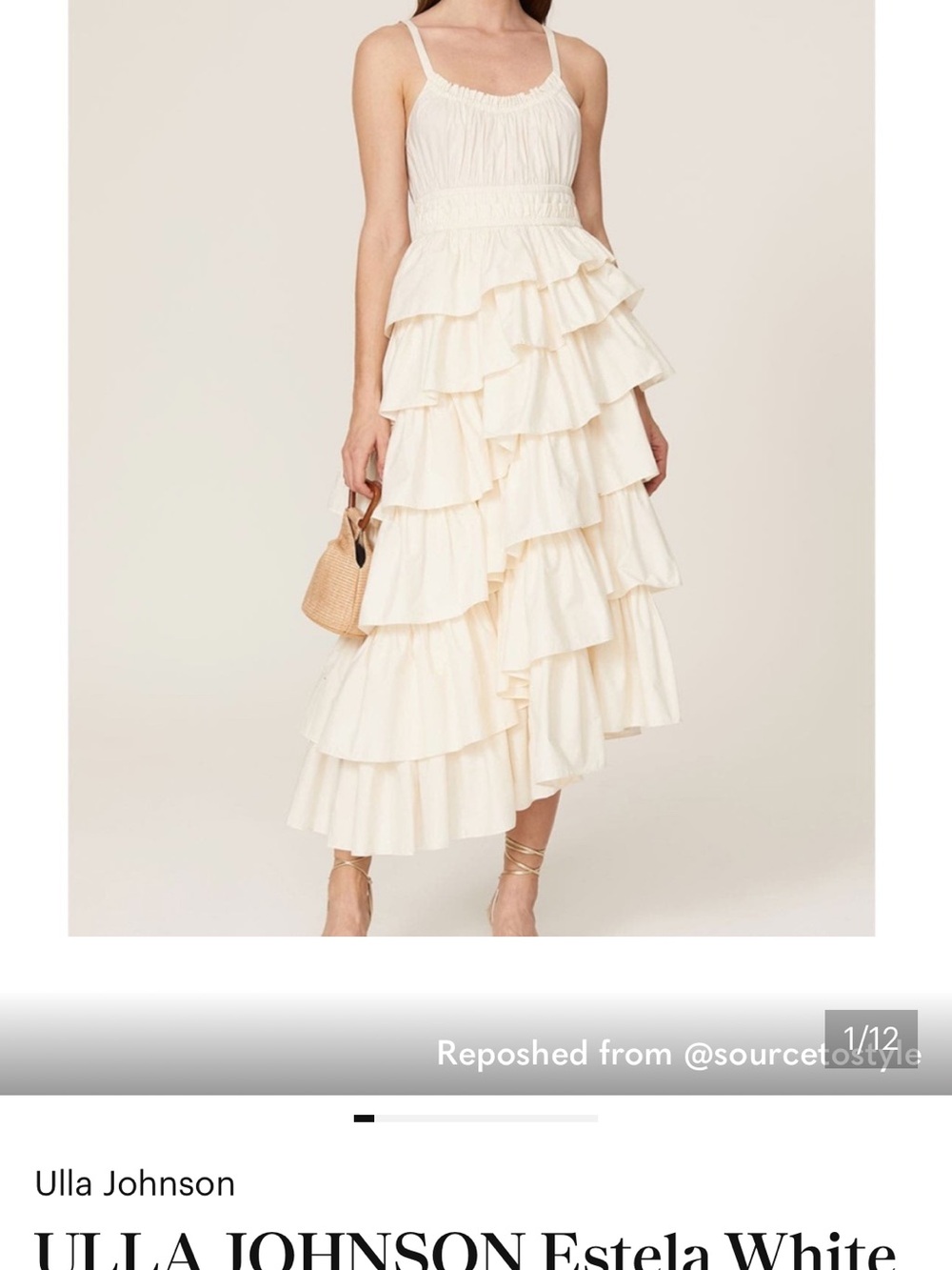 Ulla Johnson Cream Tiered Ruffle Midi Dress - Picture 2 of 7